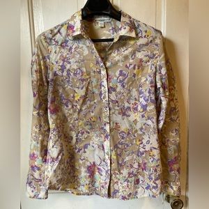 Coldwater Creek floral l/s button down. 100% cotton. Size L/14